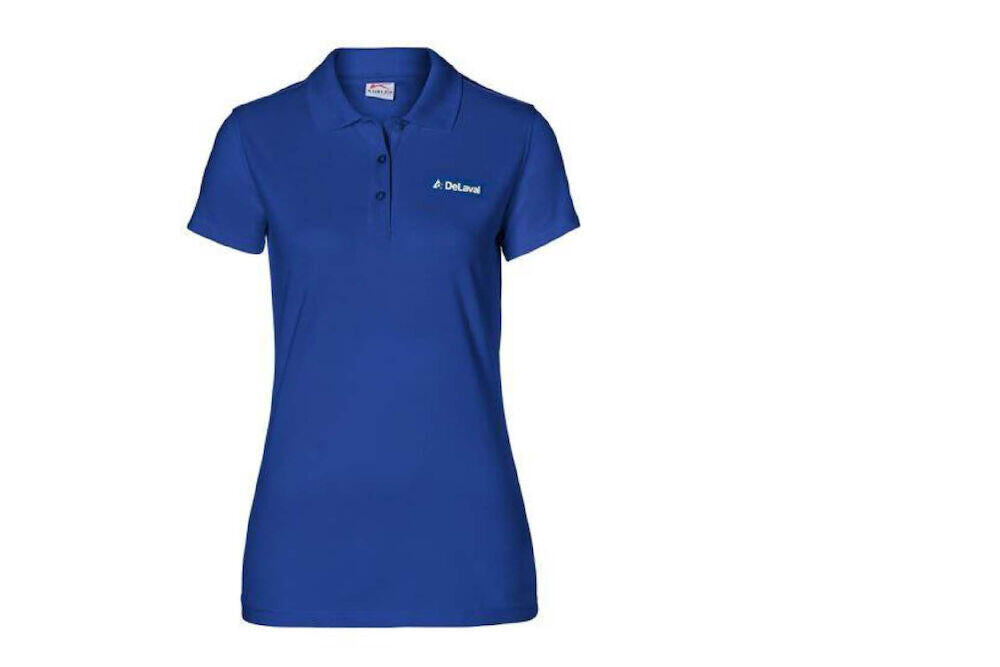 Poloshirt Damen in DeLaval blau mit Logo Aufdruck